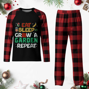 Eat Sleep Grow a Garden Repeat Plaid Pajama Set Funny Gamer-Inspired Gardening Gift for Plant Lovers TS02 Buffalo Plaid Print Your Wear