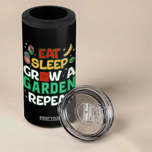 Eat Sleep Grow a Garden Repeat 4 in 1 Can Cooler Tumbler Funny Gamer-Inspired Gardening Gift for Plant Lovers TS02 Print Your Wear