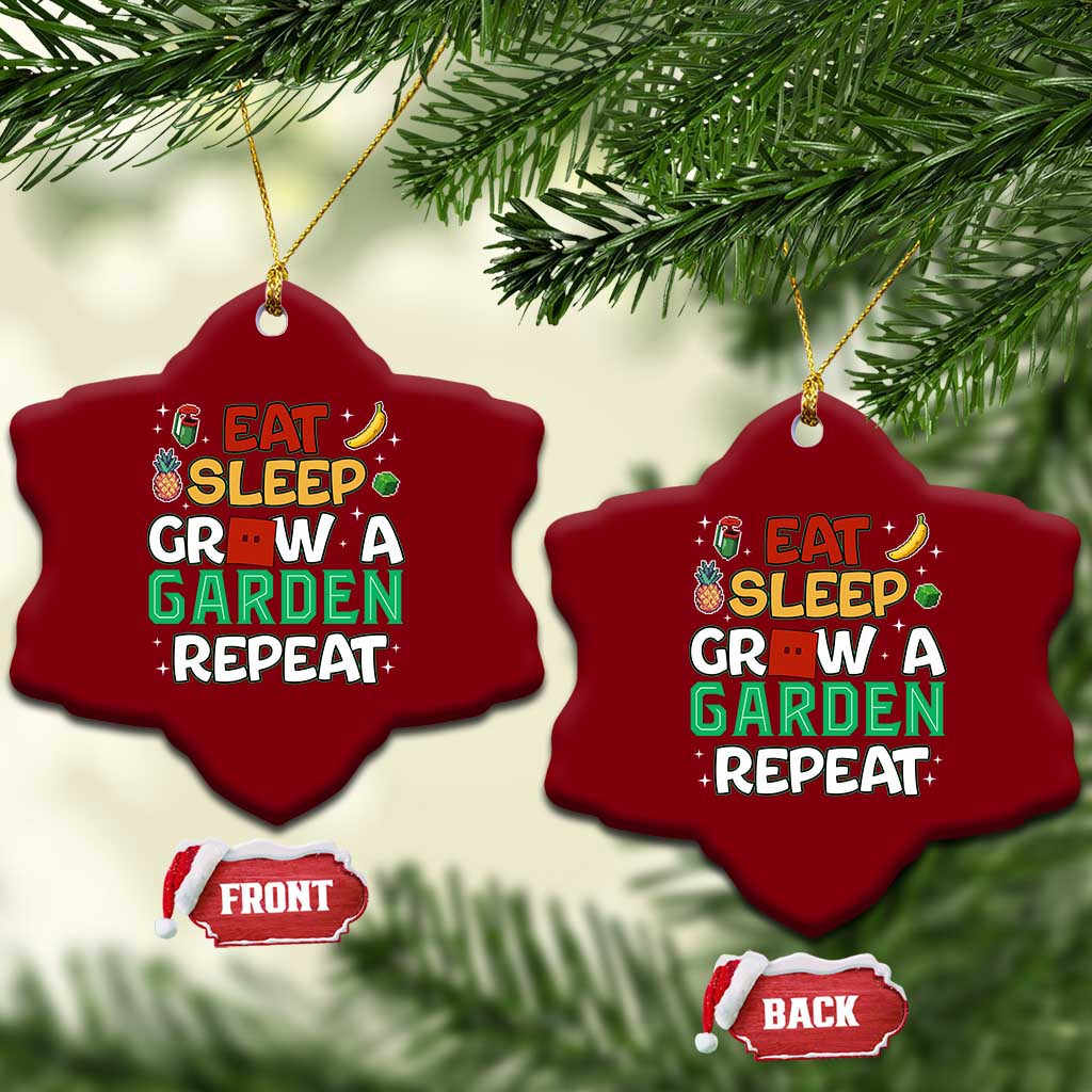 Eat Sleep Grow a Garden Repeat Ceramic Ornament Funny Gamer-Inspired Gardening Gift for Plant Lovers TS02 Print Your Wear