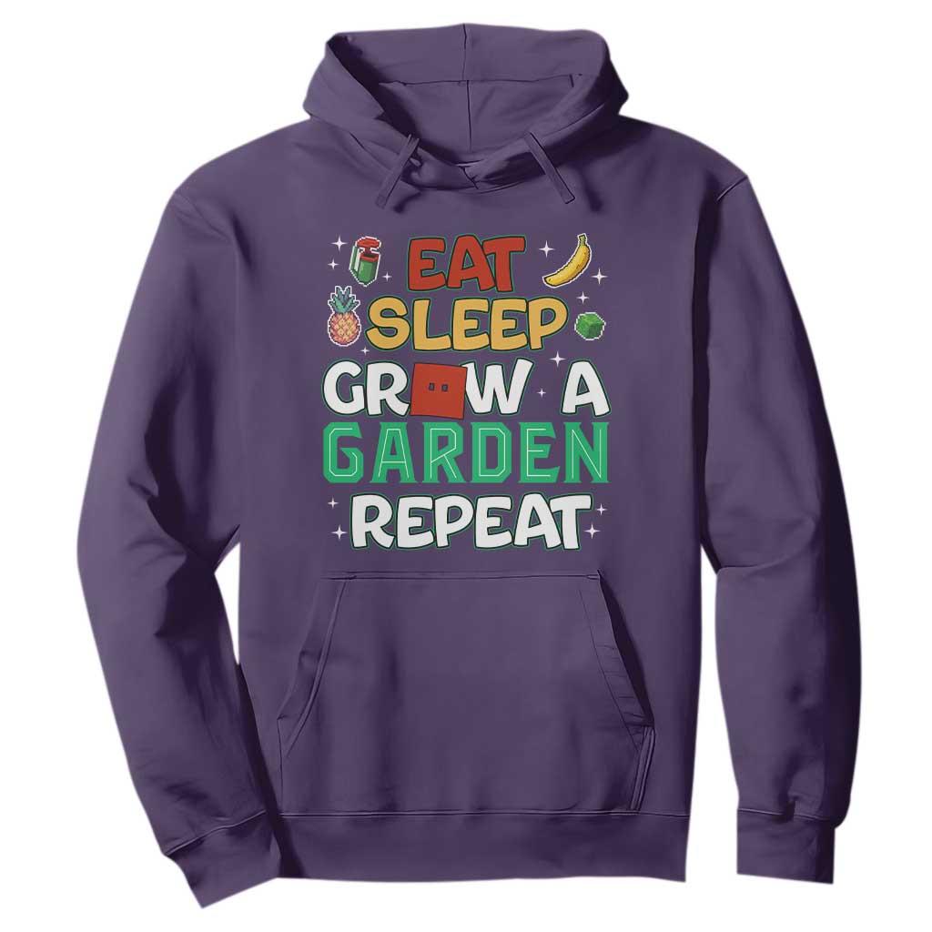 Eat Sleep Grow a Garden Repeat Hoodie Funny Gamer-Inspired Gardening Gift for Plant Lovers TS02 Purple Print Your Wear