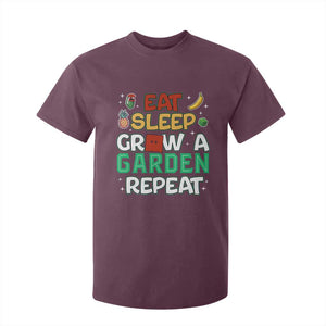 Eat Sleep Grow a Garden Repeat T Shirt For Kid Funny Gamer-Inspired Gardening Gift for Plant Lovers TS02 Maroon Print Your Wear