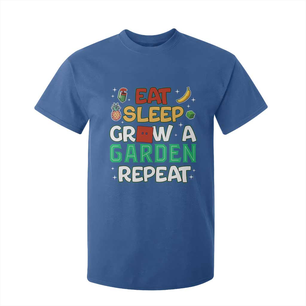 Eat Sleep Grow a Garden Repeat T Shirt For Kid Funny Gamer-Inspired Gardening Gift for Plant Lovers TS02 Royal Blue Print Your Wear