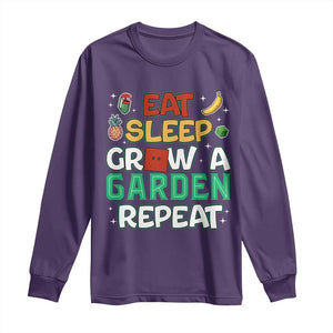 Eat Sleep Grow a Garden Repeat Long Sleeve Shirt Funny Gamer-Inspired Gardening Gift for Plant Lovers TS02 Purple Print Your Wear
