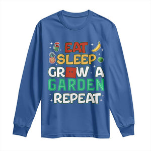 Eat Sleep Grow a Garden Repeat Long Sleeve Shirt Funny Gamer-Inspired Gardening Gift for Plant Lovers TS02 Royal Blue Print Your Wear