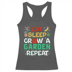 Eat Sleep Grow a Garden Repeat Racerback Tank Top Funny Gamer-Inspired Gardening Gift for Plant Lovers TS02 Dark Heather Print Your Wear