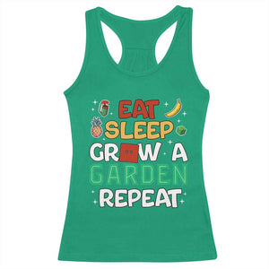 Eat Sleep Grow a Garden Repeat Racerback Tank Top Funny Gamer-Inspired Gardening Gift for Plant Lovers TS02 Irish Green Print Your Wear