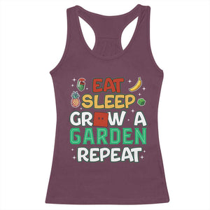 Eat Sleep Grow a Garden Repeat Racerback Tank Top Funny Gamer-Inspired Gardening Gift for Plant Lovers TS02 Maroon Print Your Wear