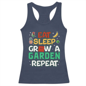 Eat Sleep Grow a Garden Repeat Racerback Tank Top Funny Gamer-Inspired Gardening Gift for Plant Lovers TS02 Navy Print Your Wear