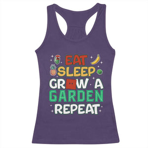 Eat Sleep Grow a Garden Repeat Racerback Tank Top Funny Gamer-Inspired Gardening Gift for Plant Lovers TS02 Purple Print Your Wear