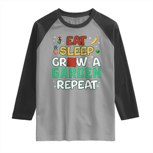 Eat Sleep Grow a Garden Repeat Raglan Shirt Funny Gamer-Inspired Gardening Gift for Plant Lovers TS02 Sport Gray Black Print Your Wear