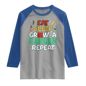 Eat Sleep Grow a Garden Repeat Raglan Shirt Funny Gamer-Inspired Gardening Gift for Plant Lovers TS02 Sport Gray Royal Print Your Wear