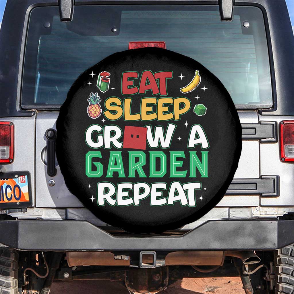 Eat Sleep Grow a Garden Repeat Spare Tire Cover Funny Gamer-Inspired Gardening Gift for Plant Lovers TS02 No hole Black Print Your Wear