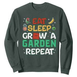 Eat Sleep Grow a Garden Repeat Sweatshirt Funny Gamer-Inspired Gardening Gift for Plant Lovers TS02 Dark Forest Green Print Your Wear