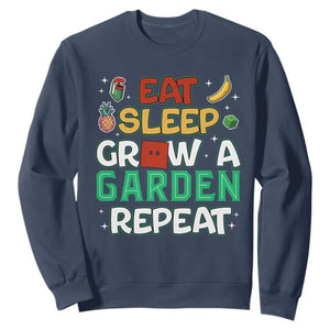 Eat Sleep Grow a Garden Repeat Sweatshirt Funny Gamer-Inspired Gardening Gift for Plant Lovers TS02 Navy Print Your Wear