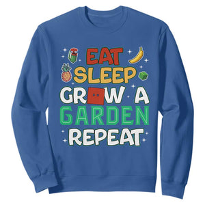 Eat Sleep Grow a Garden Repeat Sweatshirt Funny Gamer-Inspired Gardening Gift for Plant Lovers TS02 Royal Blue Print Your Wear