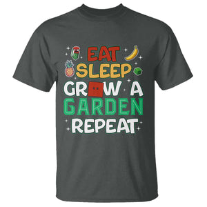 Eat Sleep Grow a Garden Repeat T Shirt Funny Gamer-Inspired Gardening Gift for Plant Lovers TS02 Dark Heather Print Your Wear
