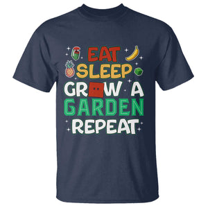 Eat Sleep Grow a Garden Repeat T Shirt Funny Gamer-Inspired Gardening Gift for Plant Lovers TS02 Navy Print Your Wear