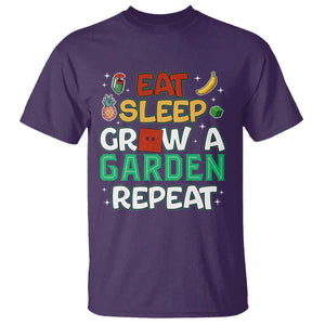 Eat Sleep Grow a Garden Repeat T Shirt Funny Gamer-Inspired Gardening Gift for Plant Lovers TS02 Purple Print Your Wear