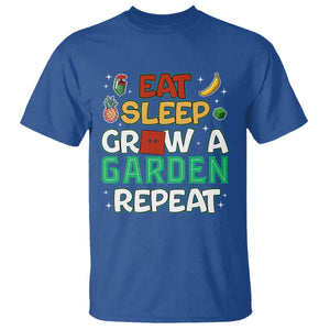 Eat Sleep Grow a Garden Repeat T Shirt Funny Gamer-Inspired Gardening Gift for Plant Lovers TS02 Royal Blue Print Your Wear