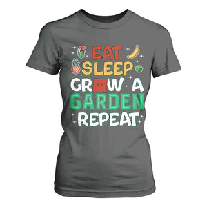 Eat Sleep Grow a Garden Repeat T Shirt For Women Funny Gamer-Inspired Gardening Gift for Plant Lovers TS02 Dark Heather Print Your Wear