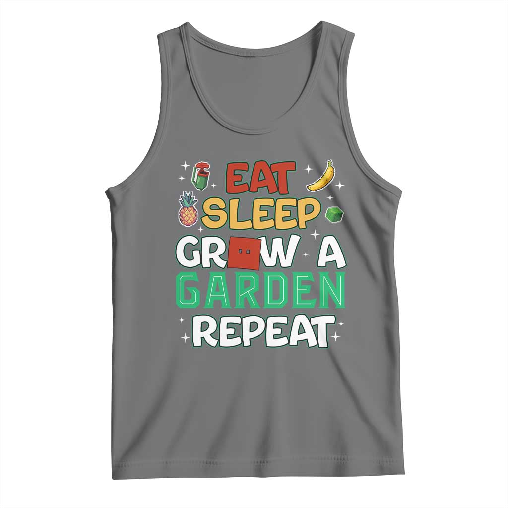 Eat Sleep Grow a Garden Repeat Tank Top Funny Gamer-Inspired Gardening Gift for Plant Lovers TS02 Black Heather Print Your Wear