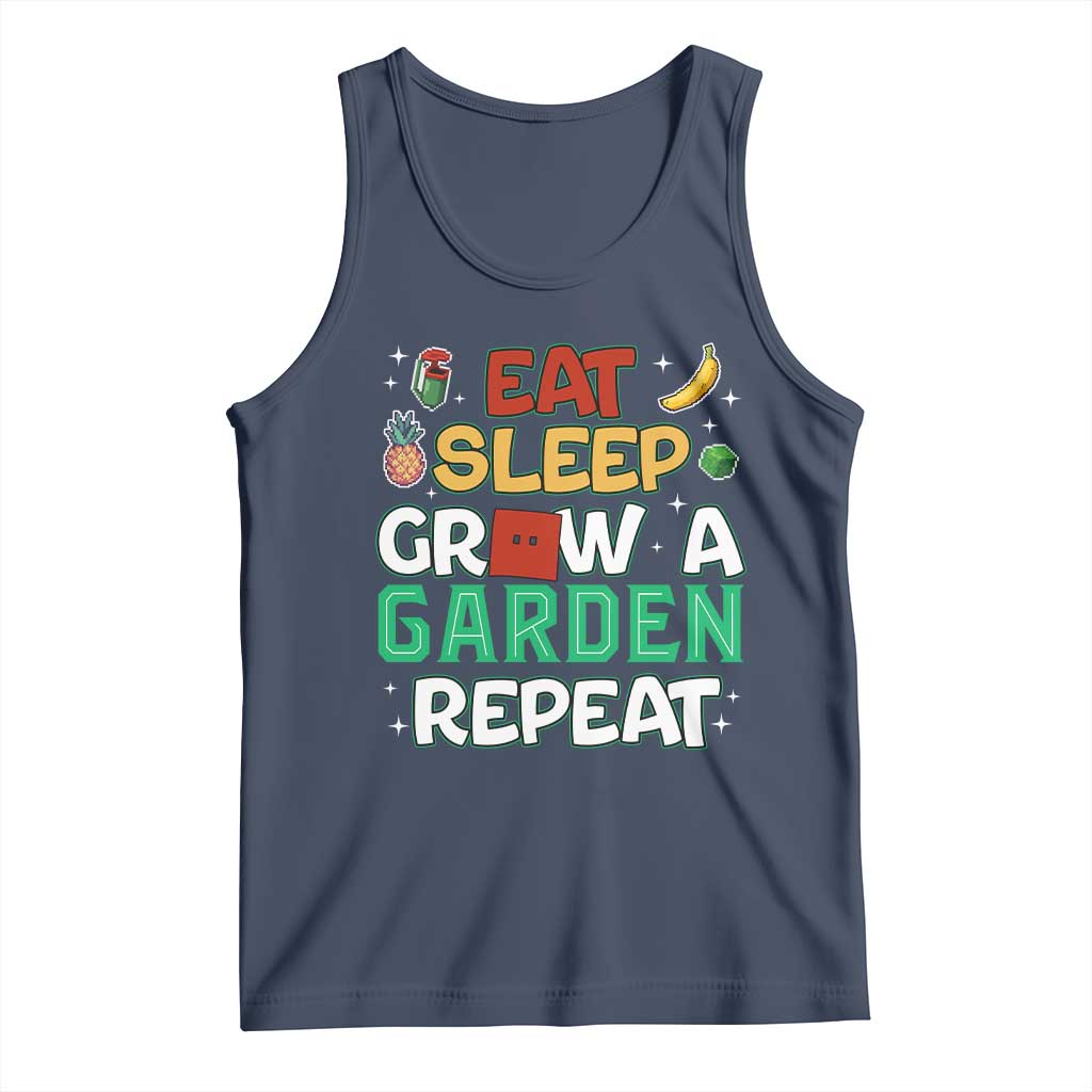 Eat Sleep Grow a Garden Repeat Tank Top Funny Gamer-Inspired Gardening Gift for Plant Lovers TS02 Navy Print Your Wear