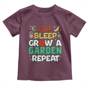 Eat Sleep Grow a Garden Repeat Toddler T Shirt Funny Gamer-Inspired Gardening Gift for Plant Lovers TS02 Maroon Print Your Wear