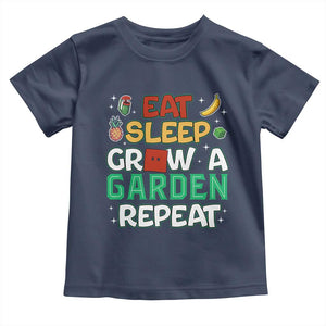 Eat Sleep Grow a Garden Repeat Toddler T Shirt Funny Gamer-Inspired Gardening Gift for Plant Lovers TS02 Navy Print Your Wear