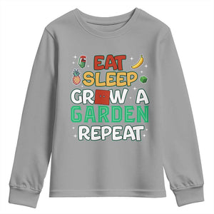 Eat Sleep Grow a Garden Repeat Youth Sweatshirt Funny Gamer-Inspired Gardening Gift for Plant Lovers TS02 Sport Gray Print Your Wear