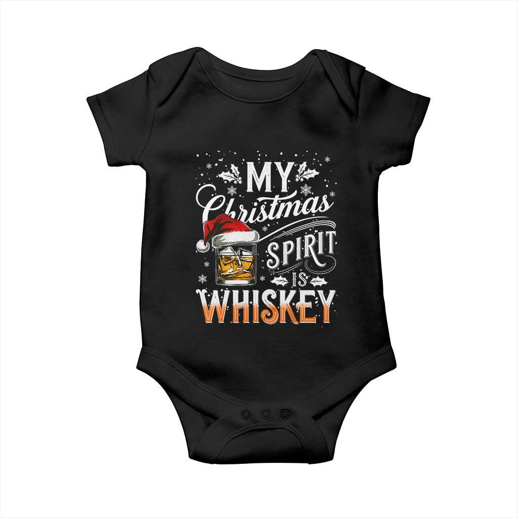 Funny My Christmas Spirit Is Whiskey Baby Onesie Holiday Drinking Festive Spirit TS02 Black Print Your Wear