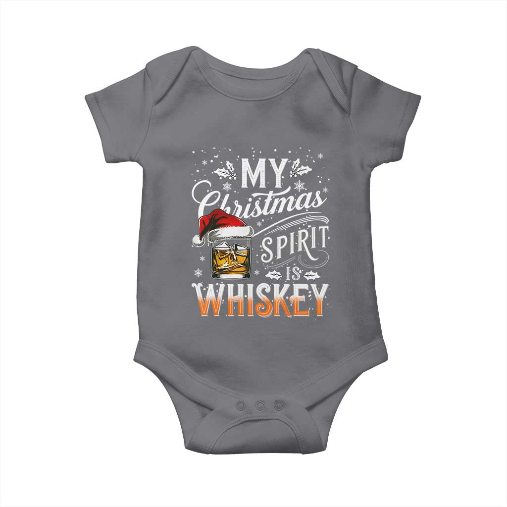 Funny My Christmas Spirit Is Whiskey Baby Onesie Holiday Drinking Festive Spirit TS02 Charcoal Print Your Wear