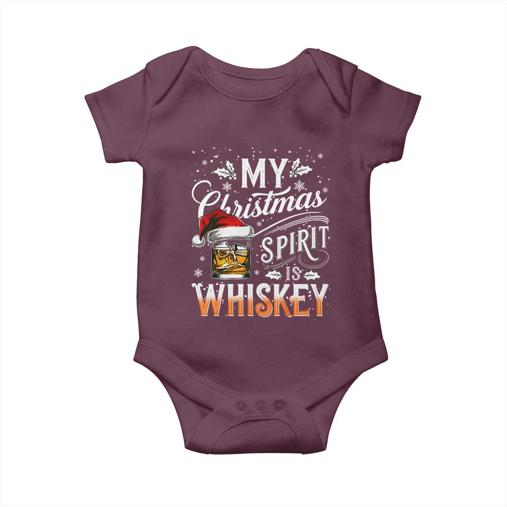 Funny My Christmas Spirit Is Whiskey Baby Onesie Holiday Drinking Festive Spirit TS02 Maroon Print Your Wear
