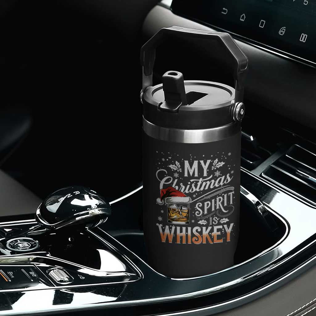 Funny My Christmas Spirit Is Whiskey Flip Straw Tumbler Holiday Drinking Festive Spirit TS02 Print Your Wear