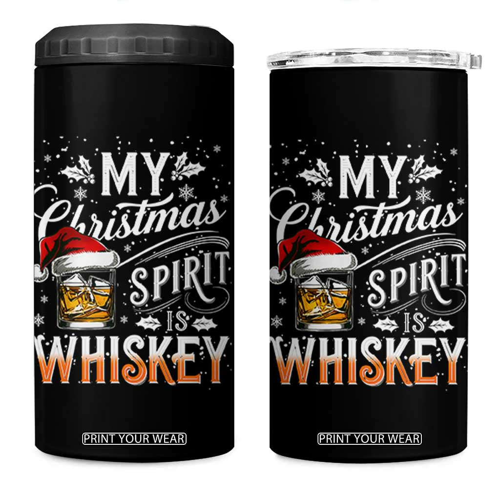 Funny My Christmas Spirit Is Whiskey 4 in 1 Can Cooler Tumbler Holiday Drinking Festive Spirit TS02 One Size: 16 oz Black Print Your Wear