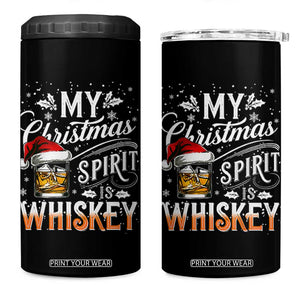 Funny My Christmas Spirit Is Whiskey 4 in 1 Can Cooler Tumbler Holiday Drinking Festive Spirit TS02 One Size: 16 oz Black Print Your Wear
