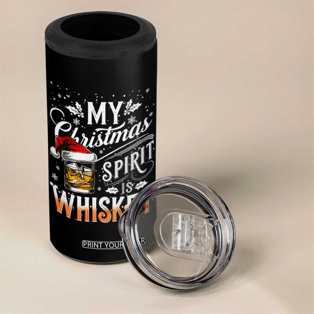 Funny My Christmas Spirit Is Whiskey 4 in 1 Can Cooler Tumbler Holiday Drinking Festive Spirit TS02 Print Your Wear