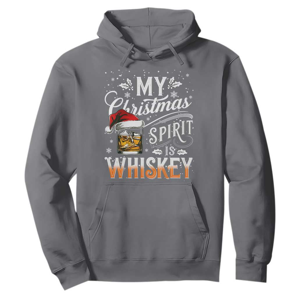 Funny My Christmas Spirit Is Whiskey Hoodie Holiday Drinking Festive Spirit TS02 Charcoal Print Your Wear