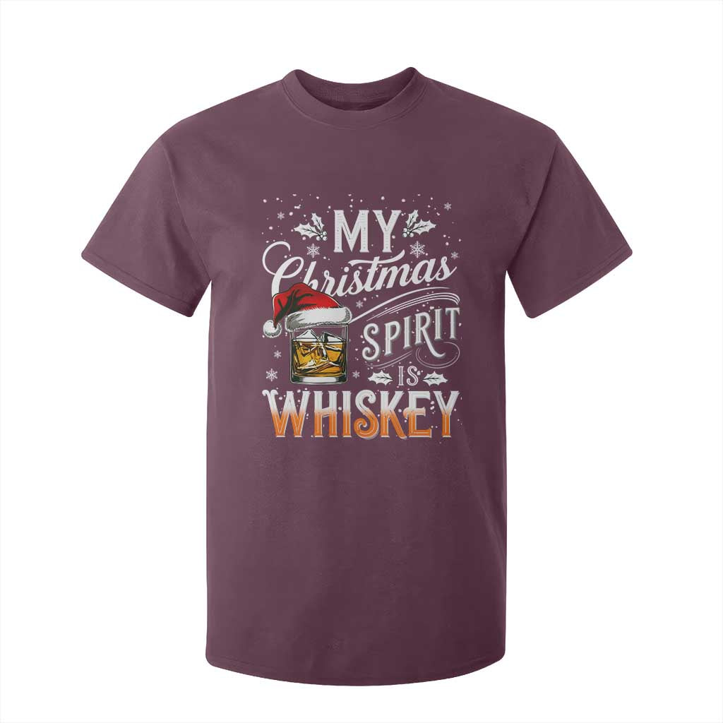 Funny My Christmas Spirit Is Whiskey T Shirt For Kid Holiday Drinking Festive Spirit TS02 Maroon Print Your Wear