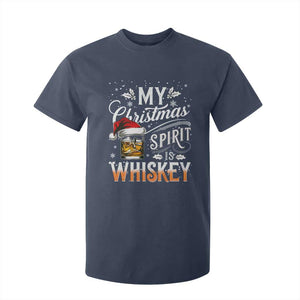 Funny My Christmas Spirit Is Whiskey T Shirt For Kid Holiday Drinking Festive Spirit TS02 Navy Print Your Wear
