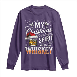 Funny My Christmas Spirit Is Whiskey Long Sleeve Shirt Holiday Drinking Festive Spirit TS02 Purple Print Your Wear