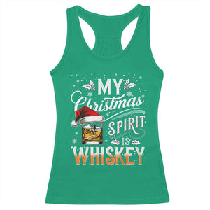 Funny My Christmas Spirit Is Whiskey Racerback Tank Top Holiday Drinking Festive Spirit TS02 Irish Green Print Your Wear