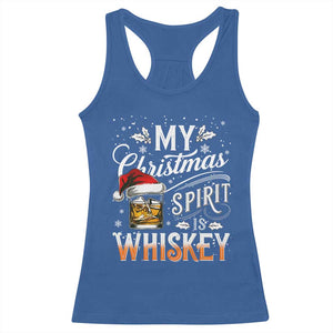Funny My Christmas Spirit Is Whiskey Racerback Tank Top Holiday Drinking Festive Spirit TS02 Royal Blue Print Your Wear