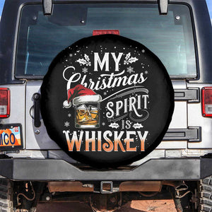 Funny My Christmas Spirit Is Whiskey Spare Tire Cover Holiday Drinking Festive Spirit TS02 No hole Black Print Your Wear