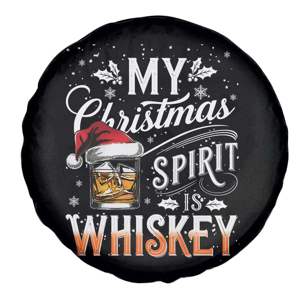 Funny My Christmas Spirit Is Whiskey Spare Tire Cover Holiday Drinking Festive Spirit TS02 Print Your Wear
