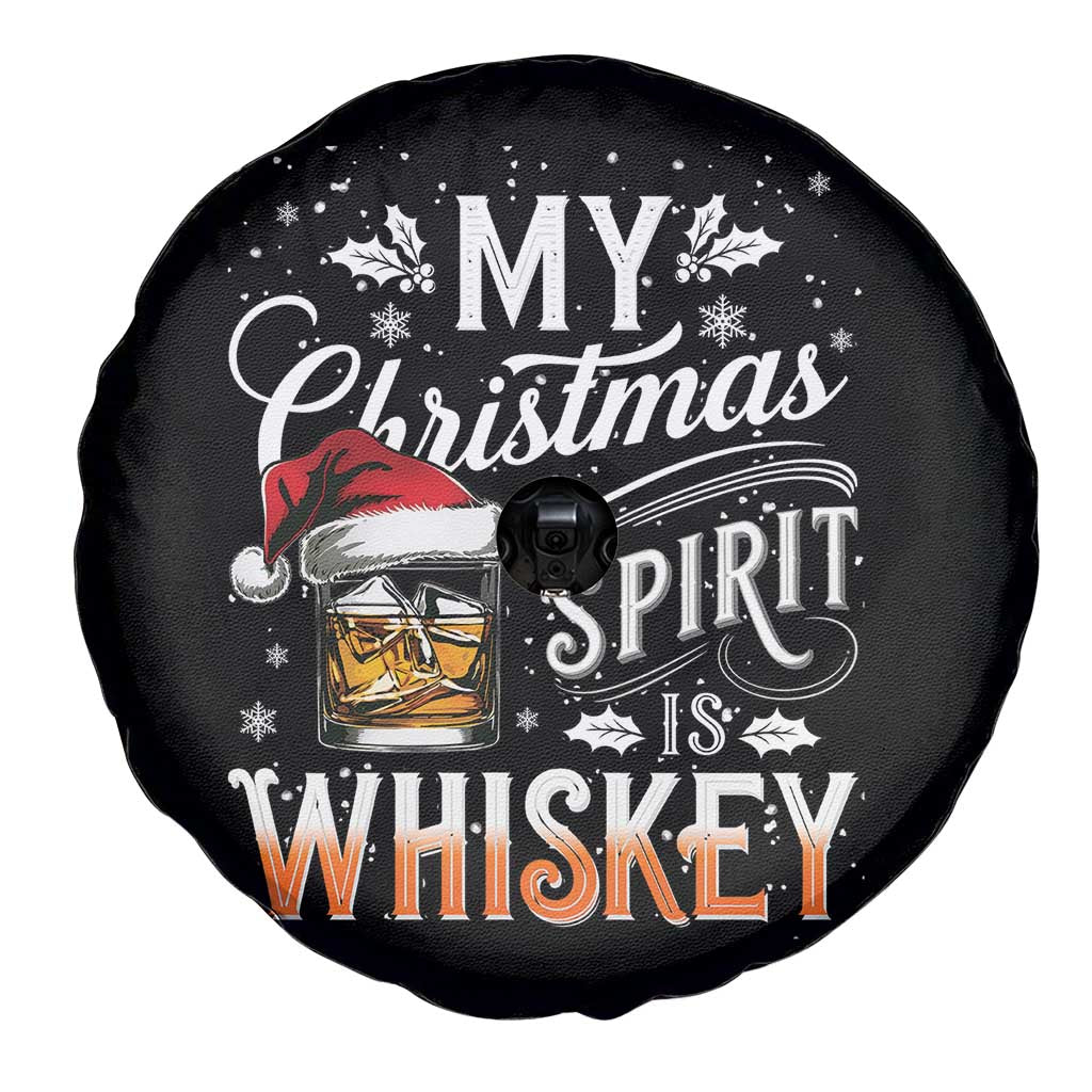 Funny My Christmas Spirit Is Whiskey Spare Tire Cover Holiday Drinking Festive Spirit TS02 Print Your Wear