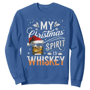 Funny My Christmas Spirit Is Whiskey Sweatshirt Holiday Drinking Festive Spirit TS02 Royal Blue Print Your Wear