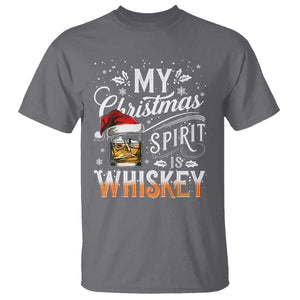 Funny My Christmas Spirit Is Whiskey T Shirt Holiday Drinking Festive Spirit TS02 Charcoal Print Your Wear