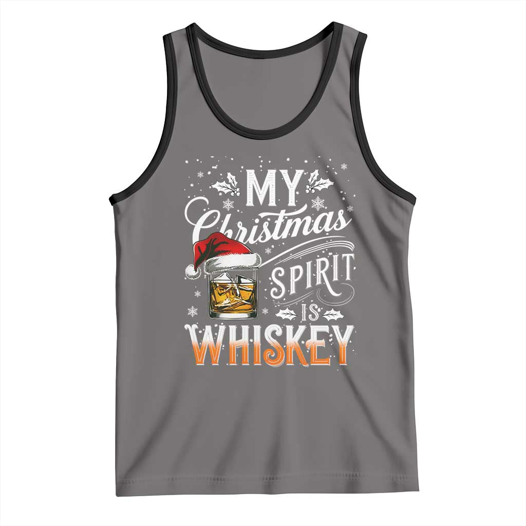 Funny My Christmas Spirit Is Whiskey Tank Top Holiday Drinking Festive Spirit TS02 Deep Heather Black Print Your Wear