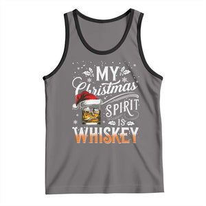 Funny My Christmas Spirit Is Whiskey Tank Top Holiday Drinking Festive Spirit TS02 Deep Heather Black Print Your Wear