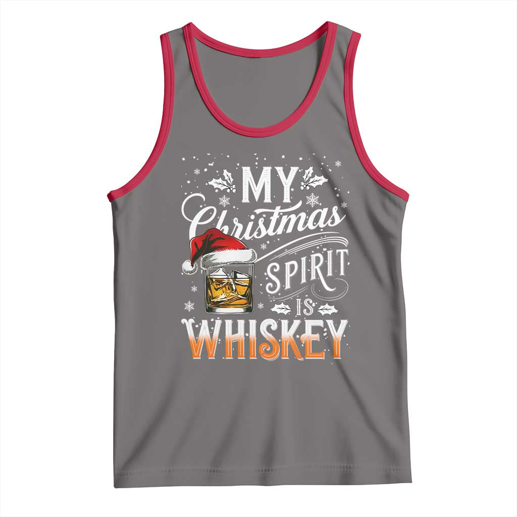 Funny My Christmas Spirit Is Whiskey Tank Top Holiday Drinking Festive Spirit TS02 Deep Heather Red Print Your Wear